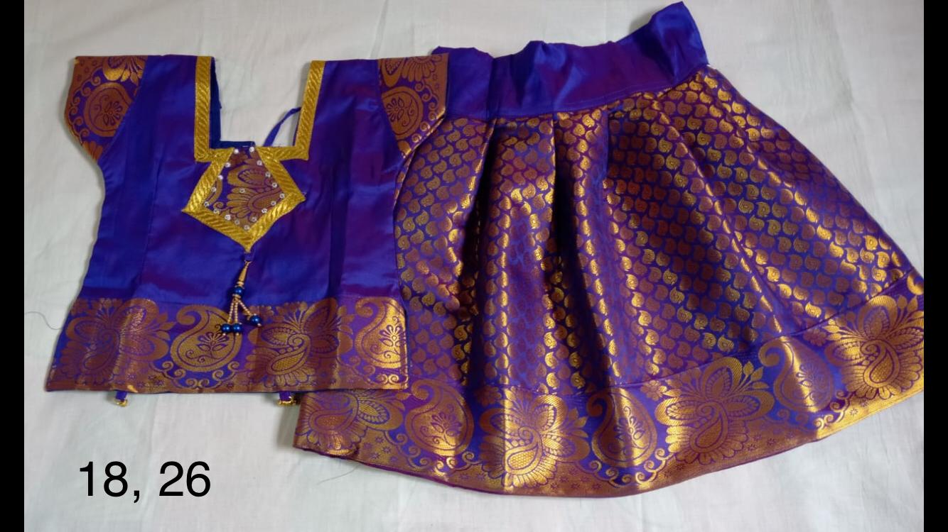 Blue Purple Art silk Pavada 1- 2 years @ DressingStylesCA.com