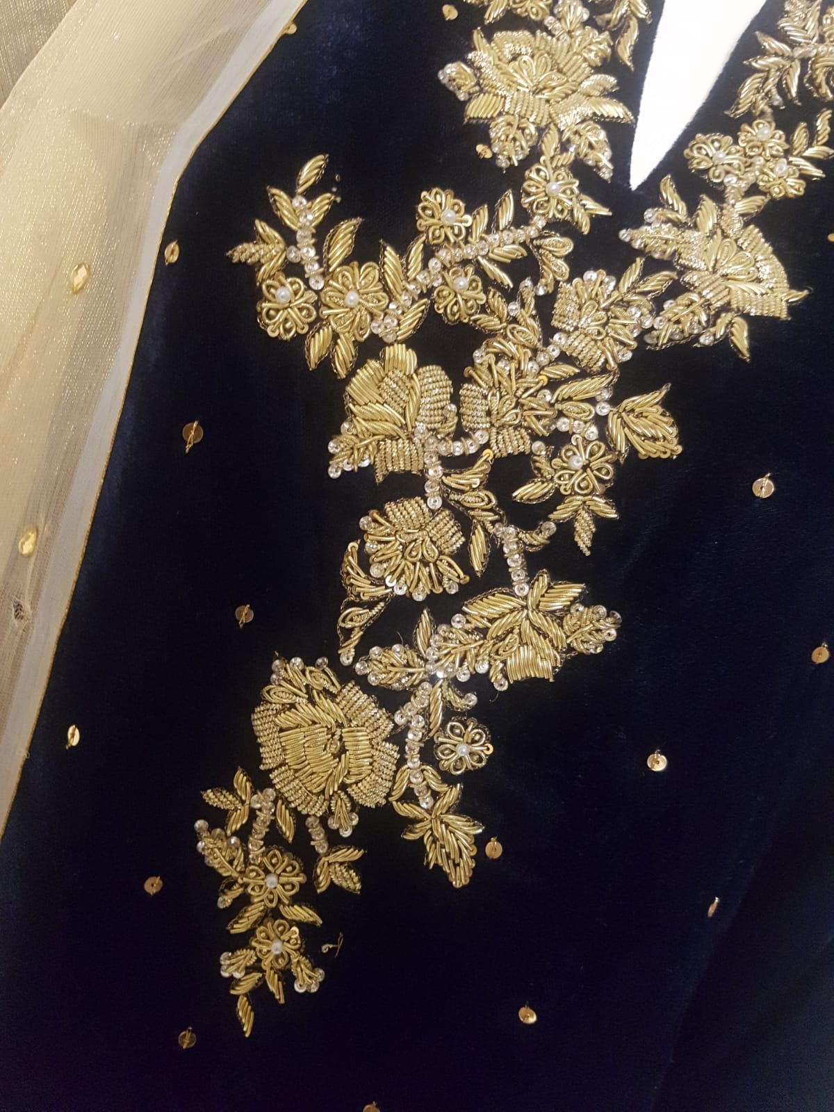 Blue Velvet Kurti & Golden Pants @ DressingStylesCA.com