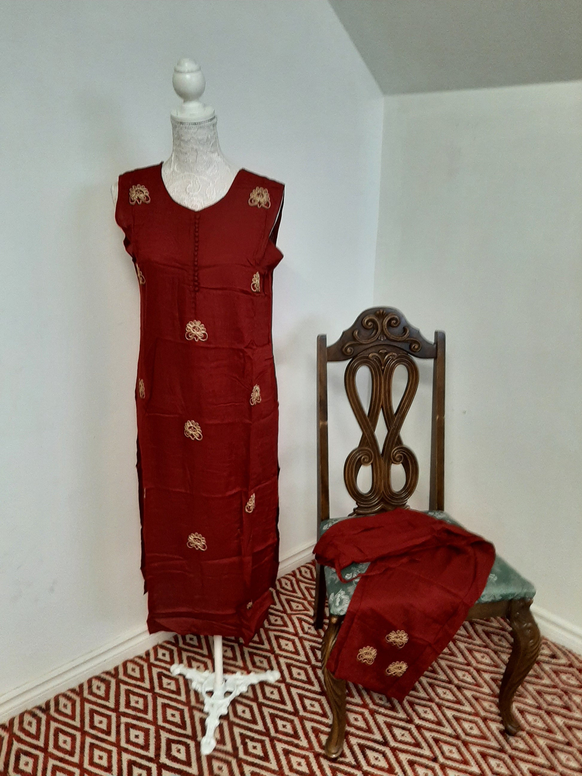 Brick Red Colored Kurti with Shrug @ DressingStylesCA.com