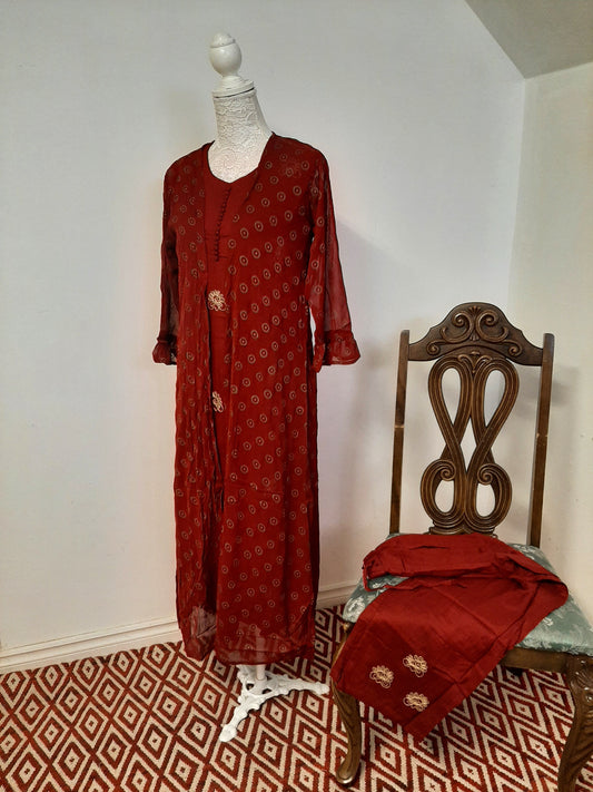 Brick Red Colored Kurti with Shrug @ DressingStylesCA.com