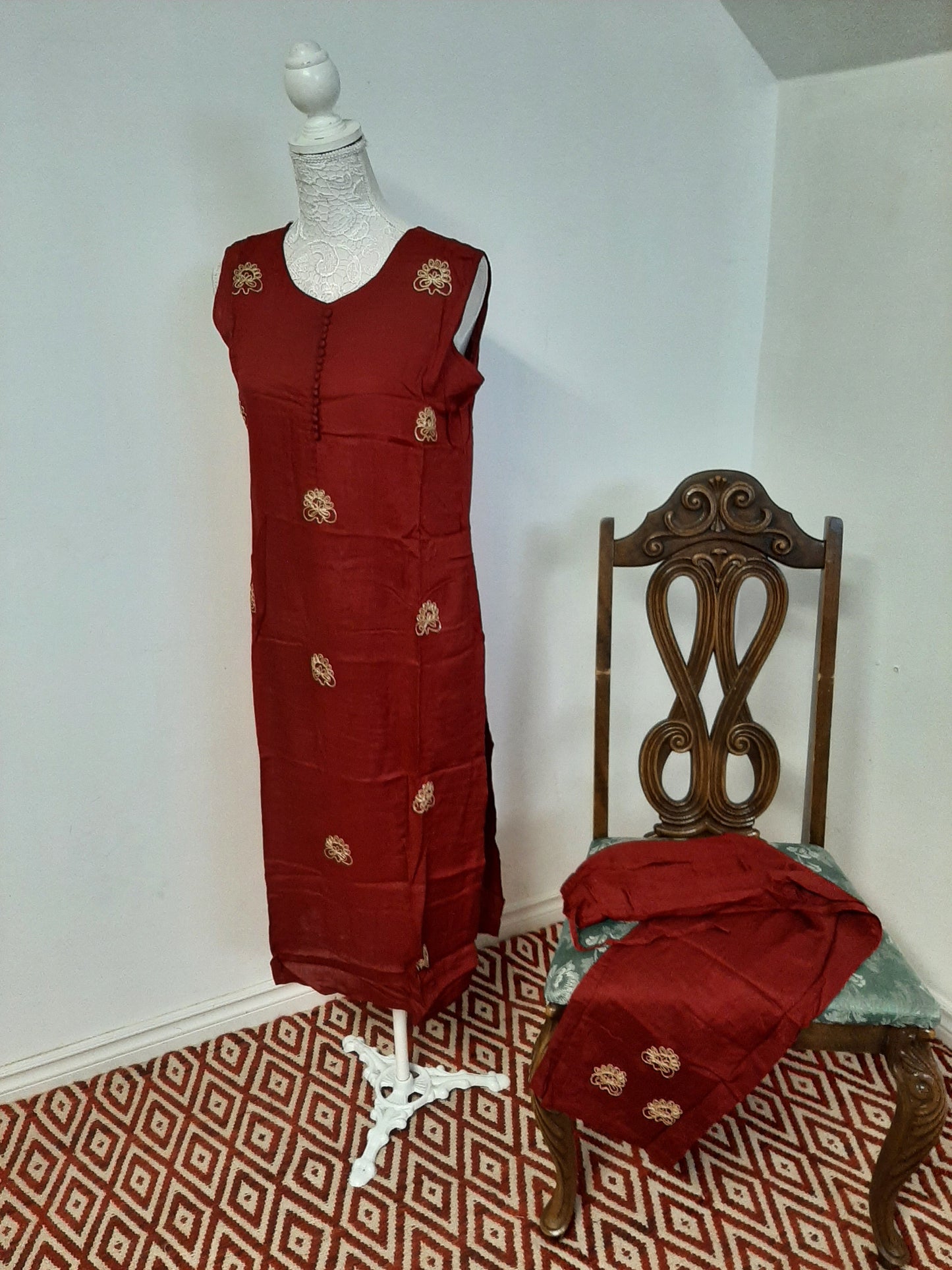 Brick Red Colored Kurti with Shrug @ DressingStylesCA.com