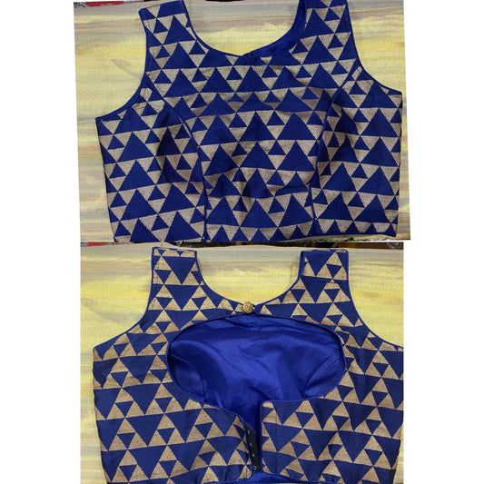 Brocade Blue Blouse with Slings @ DressingStylesCA.com