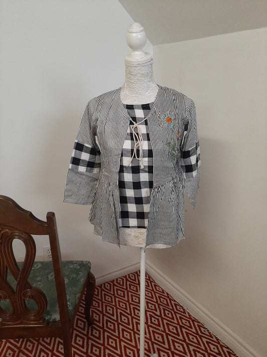 Checkered Black& White Top With Shrug @ DressingStylesCA.com