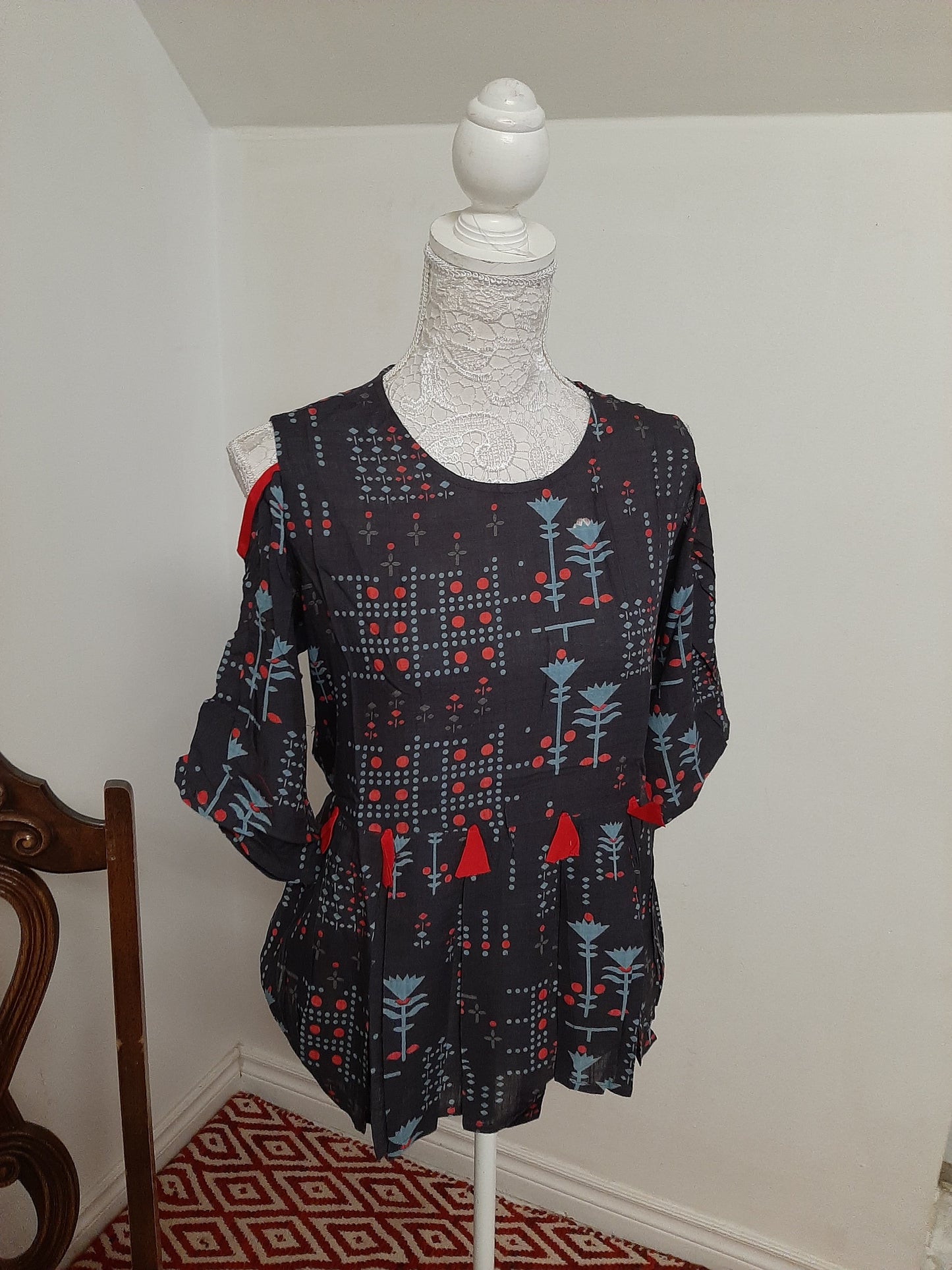 Short Top -Choco Grey Printed Top @ DressingStylesCA.com