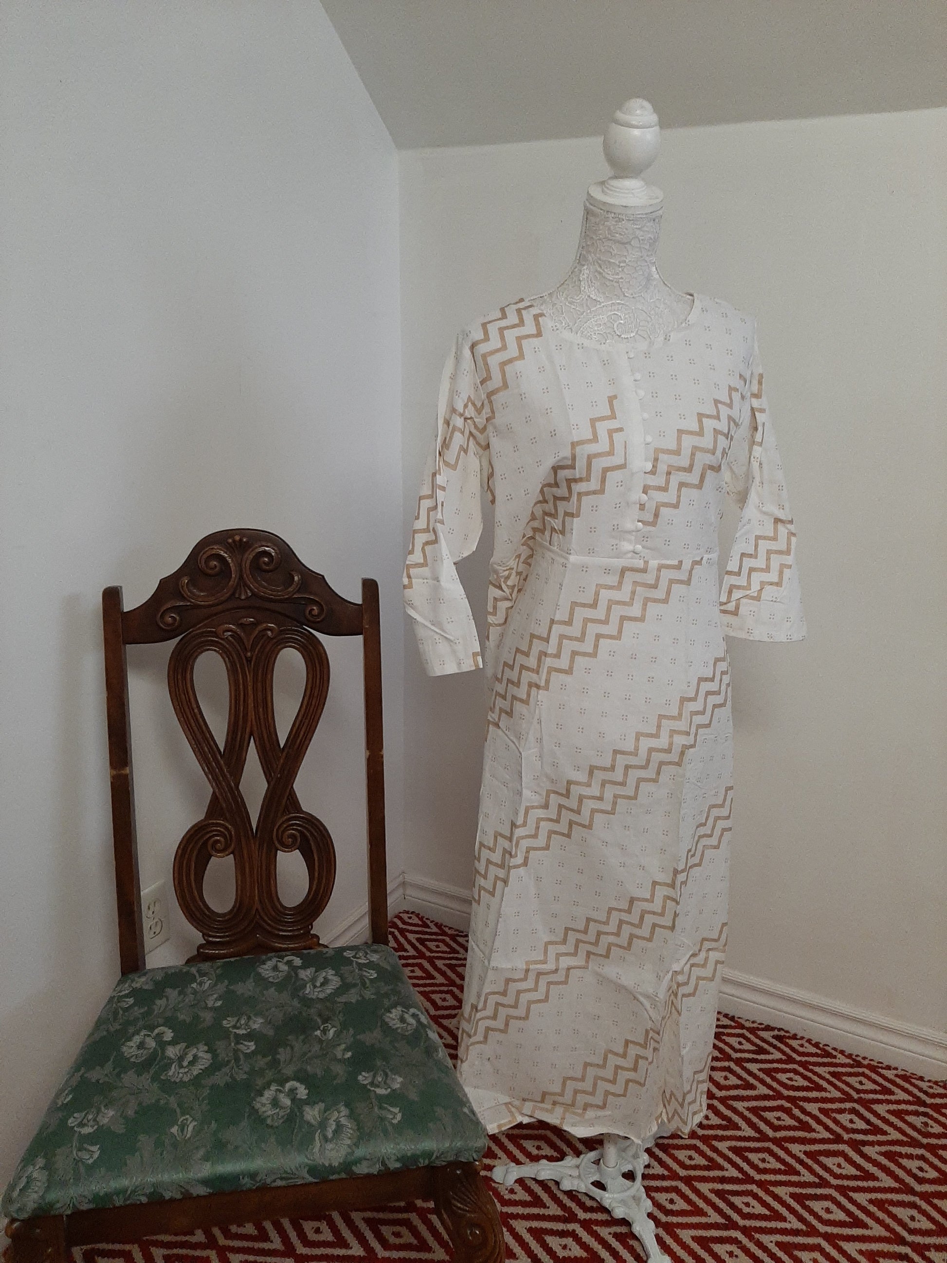 Cotton White Kurti with Gold Design @ DressingStylesCA.com
