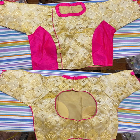 Cream-Pink Designer Blouse @ DressingStylesCA.com