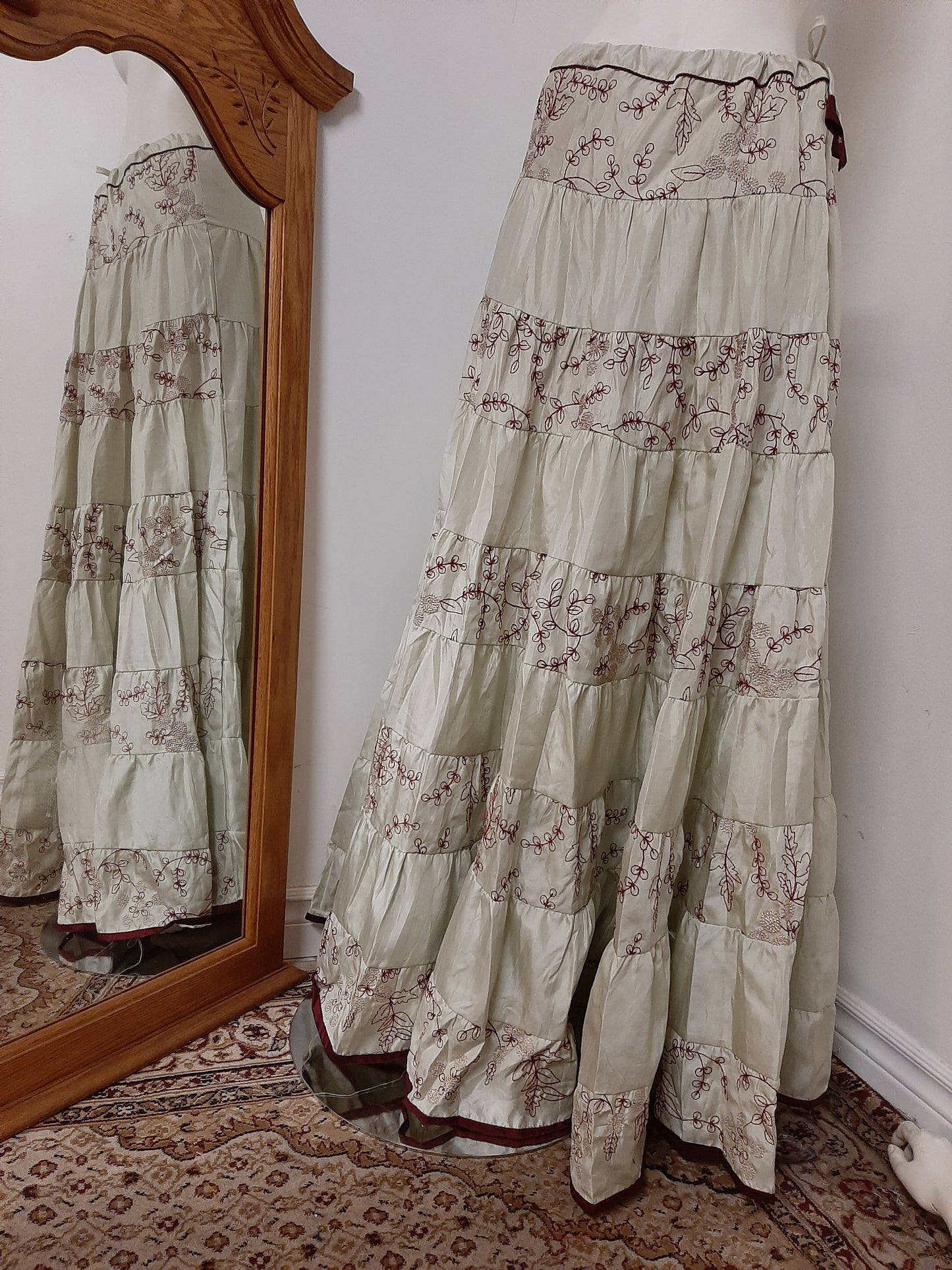 Creamish Green Lehenga with Maroon Blouse and Creamish Dupatta @ DressingStylesCA.com