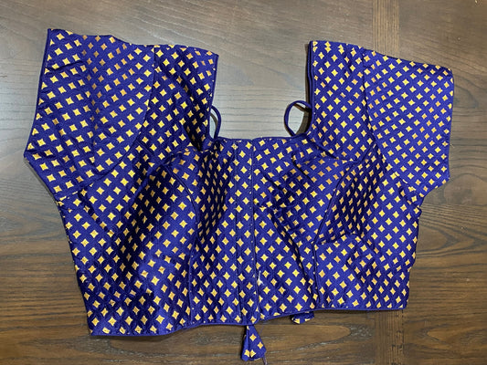 Dark Blue Brocade Blouse @ DressingStylesCA.com