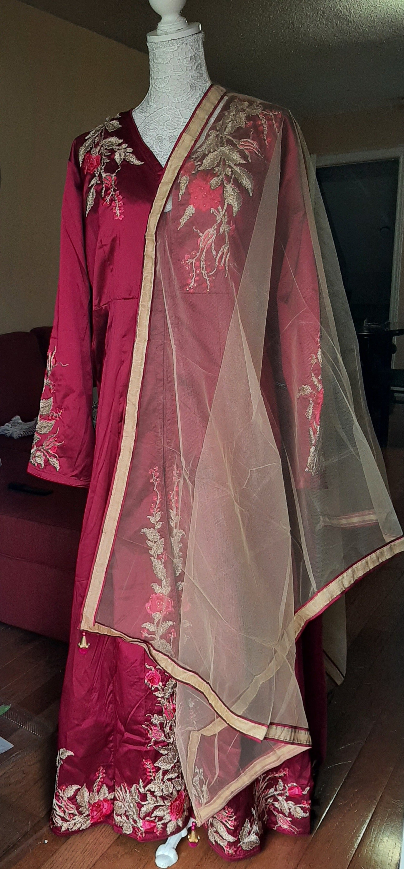 Dark Pink Designer Gown @ DressingStylesCA.com