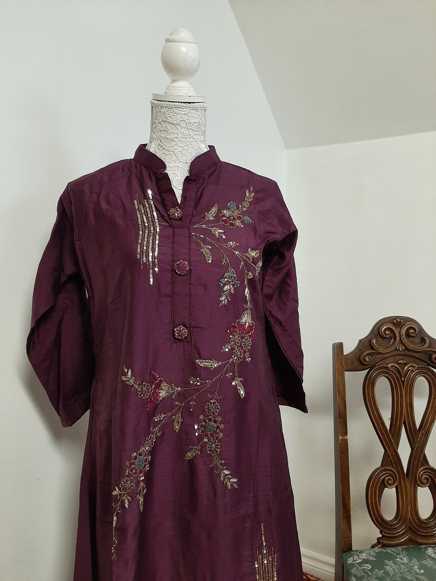 Dark Purple Anarkali @ DressingStylesCA.com