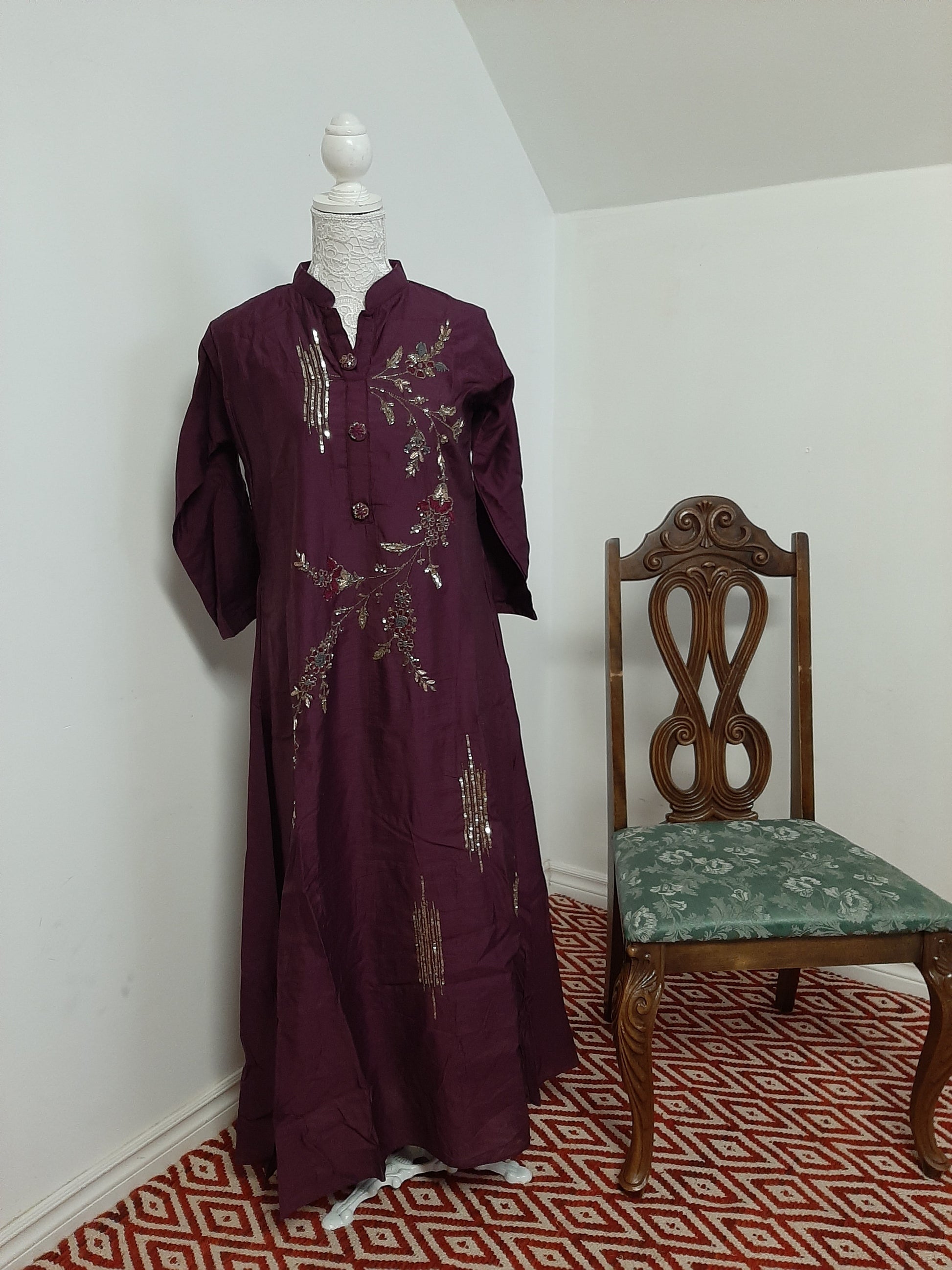 Dark Purple Anarkali @ DressingStylesCA.com