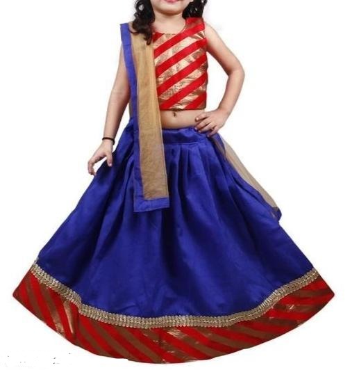 Designer Blue Lehenga with Red Blouse - Age 6-9 @ DressingStylesCA.com