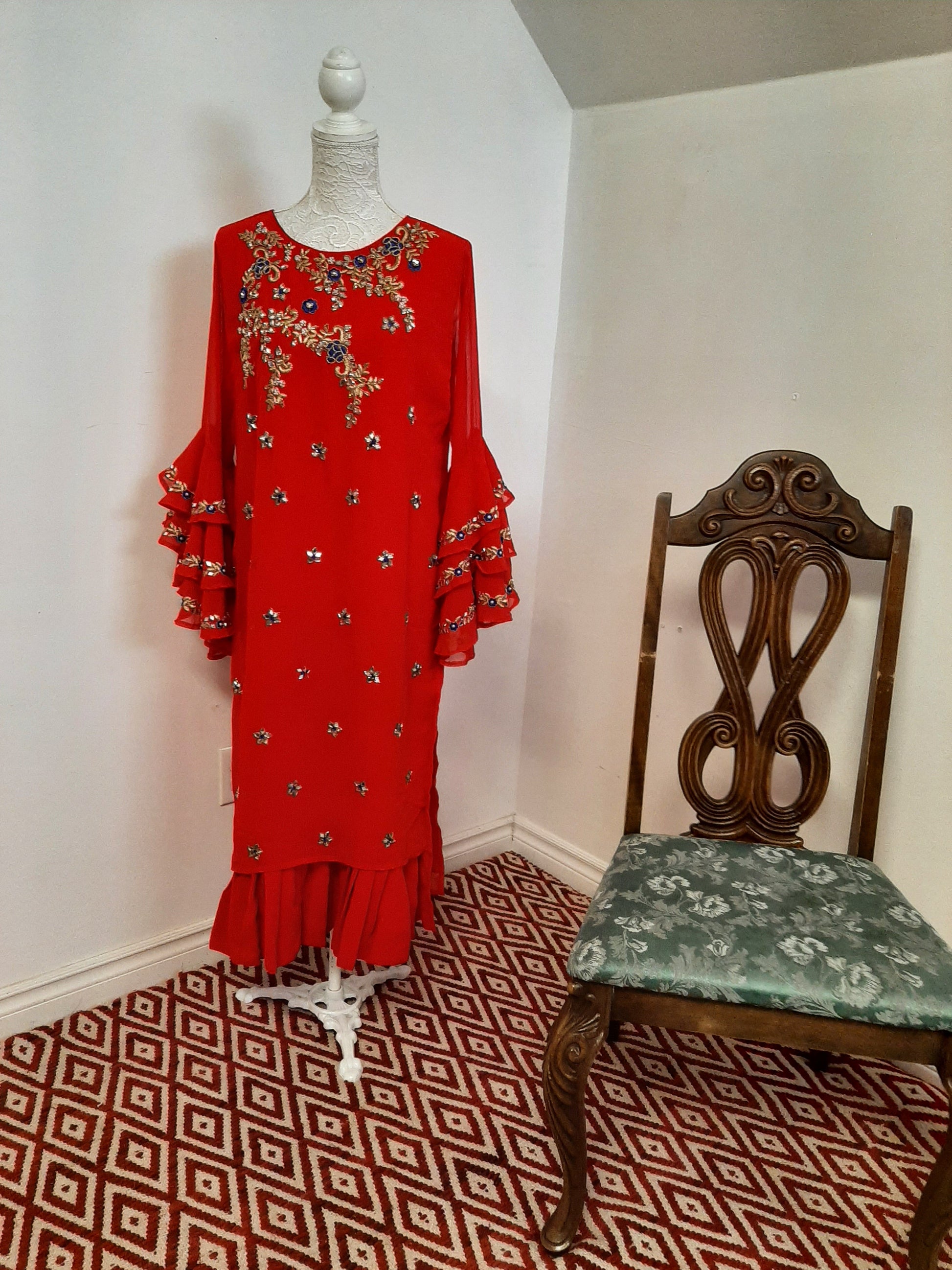 Designer Georgette Kurti- Red @ DressingStylesCA.com