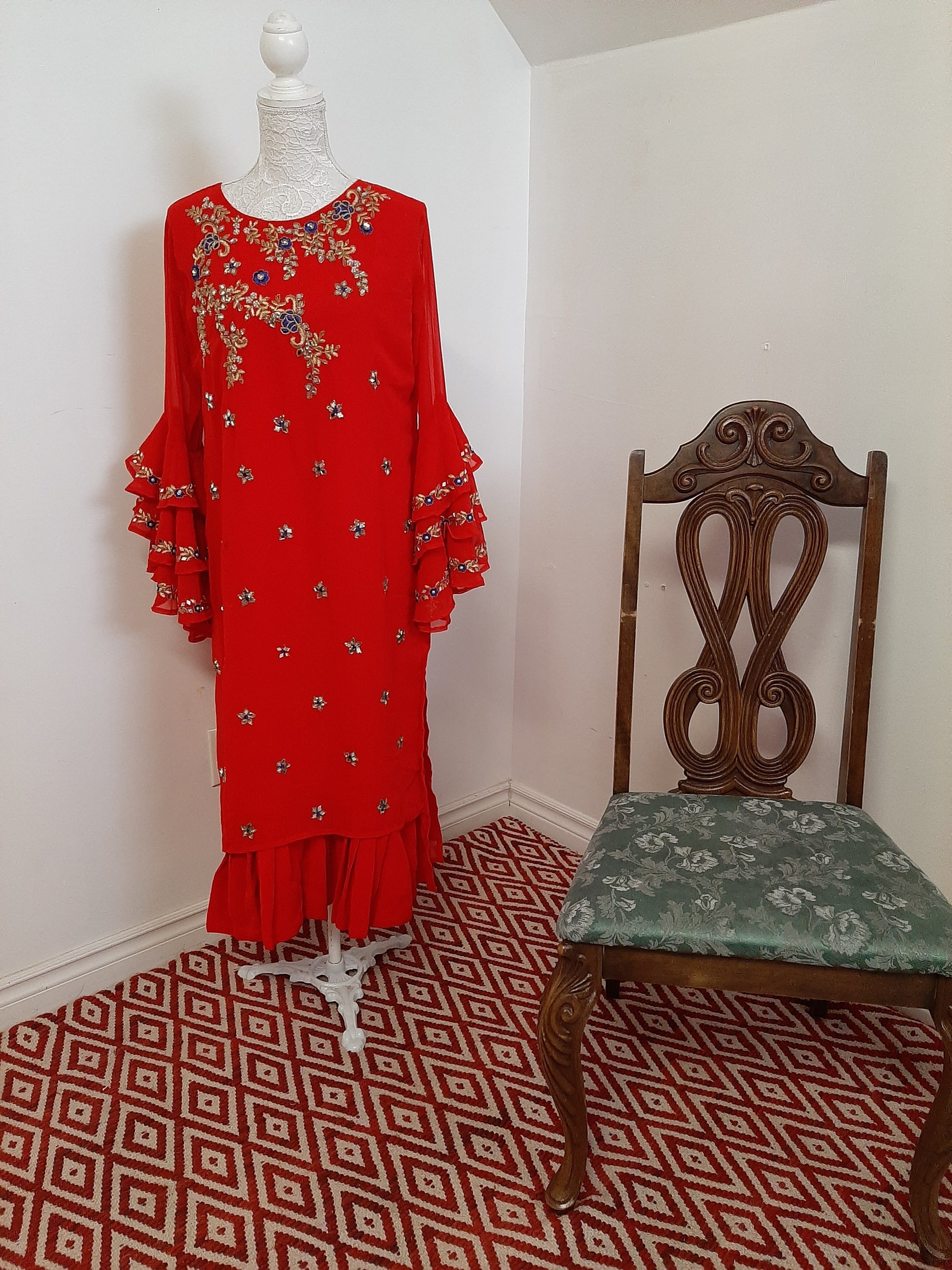 Designer Georgette Kurti- Red @ DressingStylesCA.com
