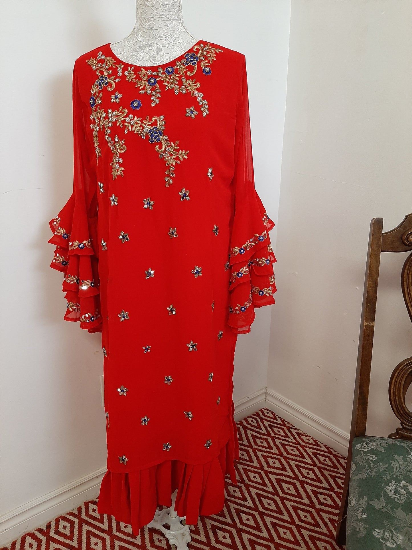 Designer Georgette Kurti- Red @ DressingStylesCA.com