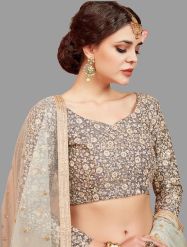 Designer Green Net Sequins Work And Thread Work Wedding Lehenga Choli @ DressingStylesCA.com