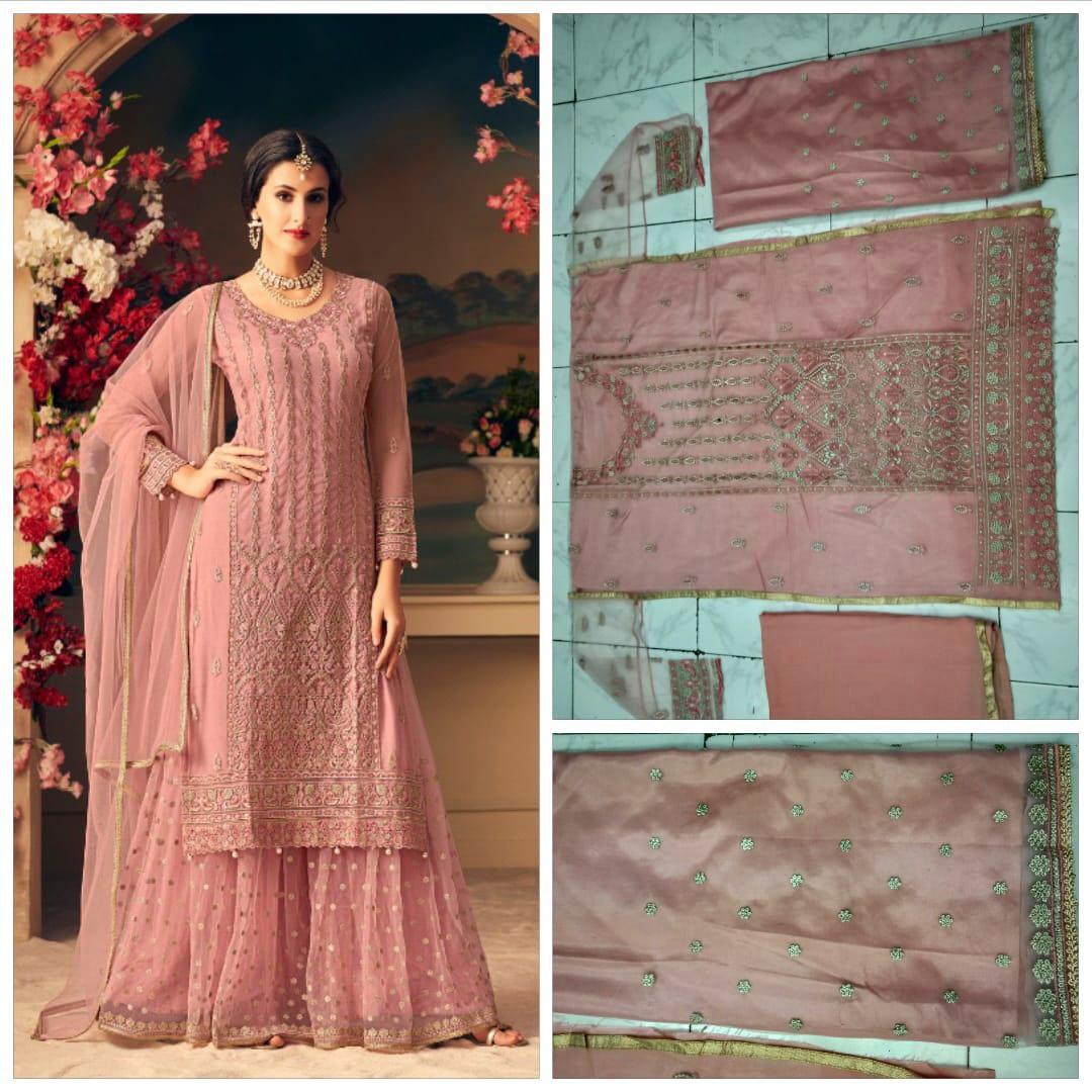 Designer Heavy Palazzo Set - Millineal pink colour @ DressingStylesCA.com