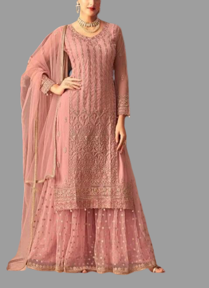 Designer Heavy Palazzo Set - Millineal pink colour @ DressingStylesCA.com