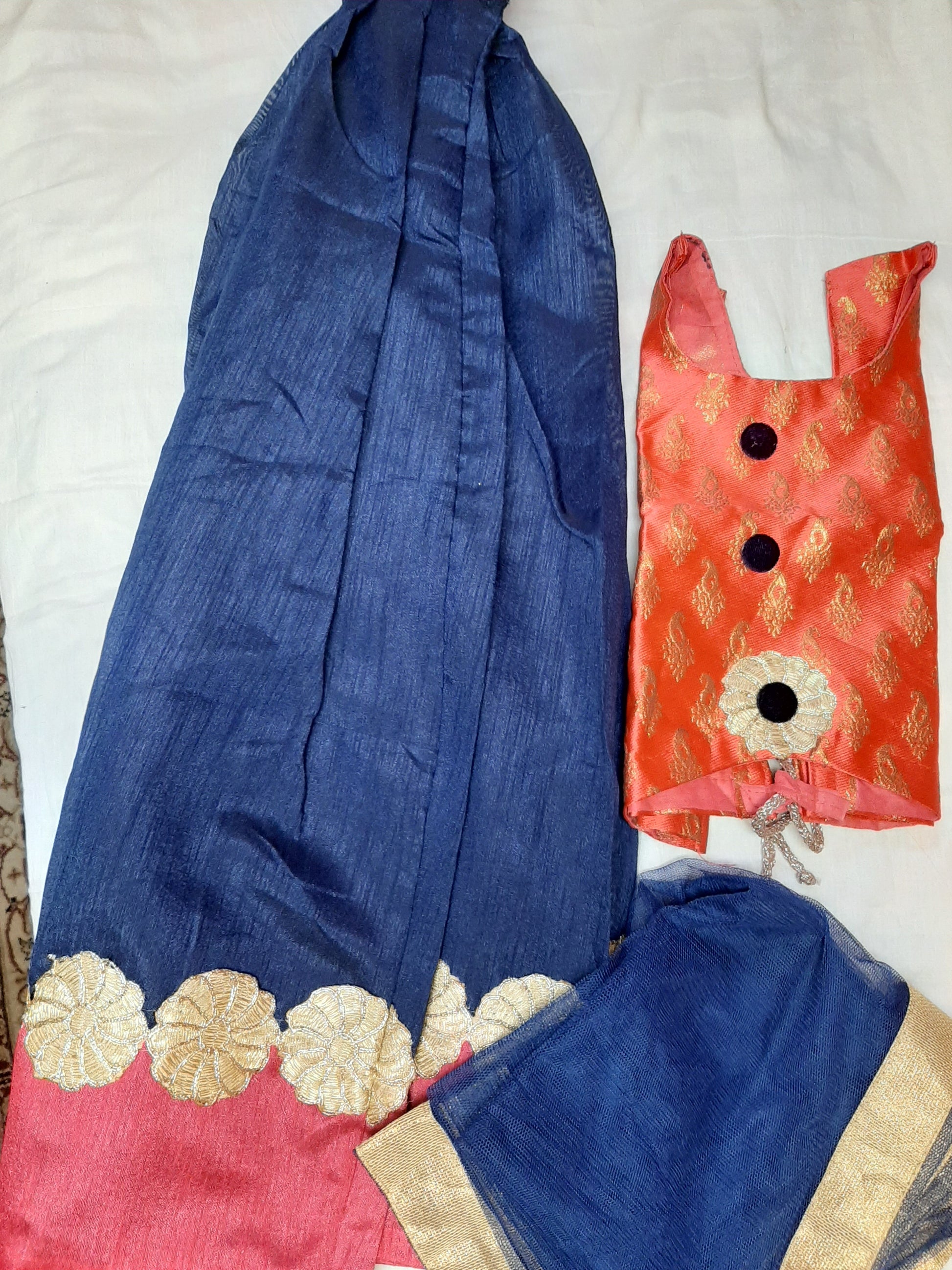 Designer Lehenga with Orange Blouse - Age 6-8 @ DressingStylesCA.com