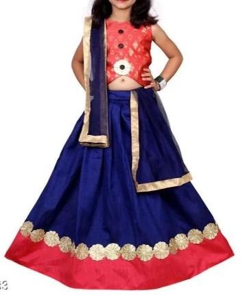 Designer Lehenga with Orange Blouse - Age 6-8 @ DressingStylesCA.com