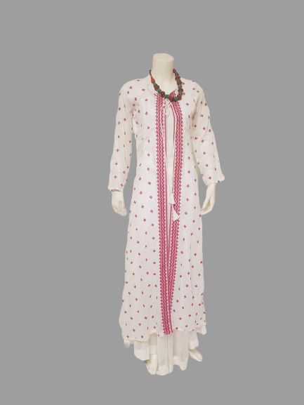 Elegant White Long Gown with Dupatta @ DressingStylesCA.com