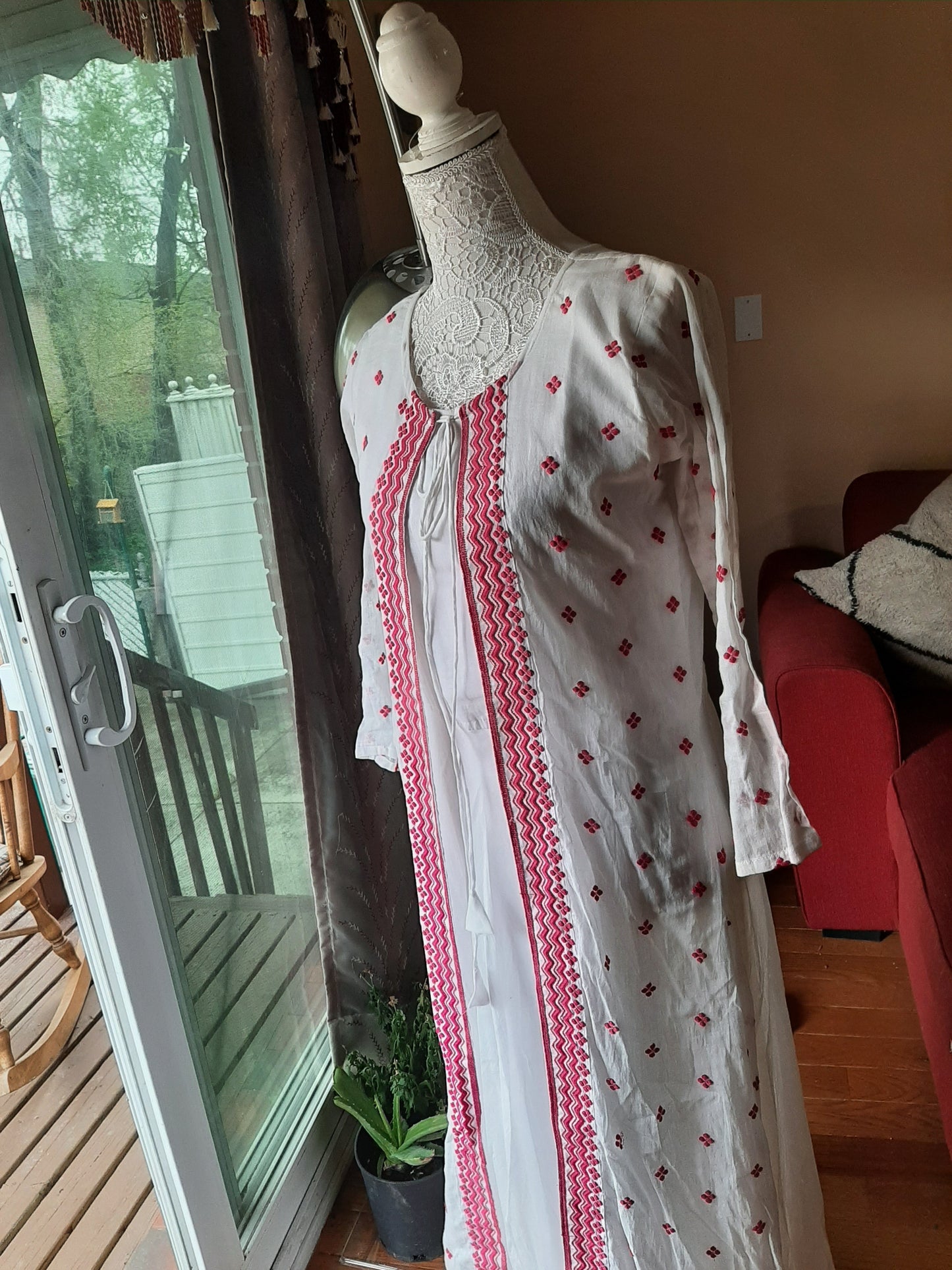 Elegant White Long Gown with Dupatta @ DressingStylesCA.com