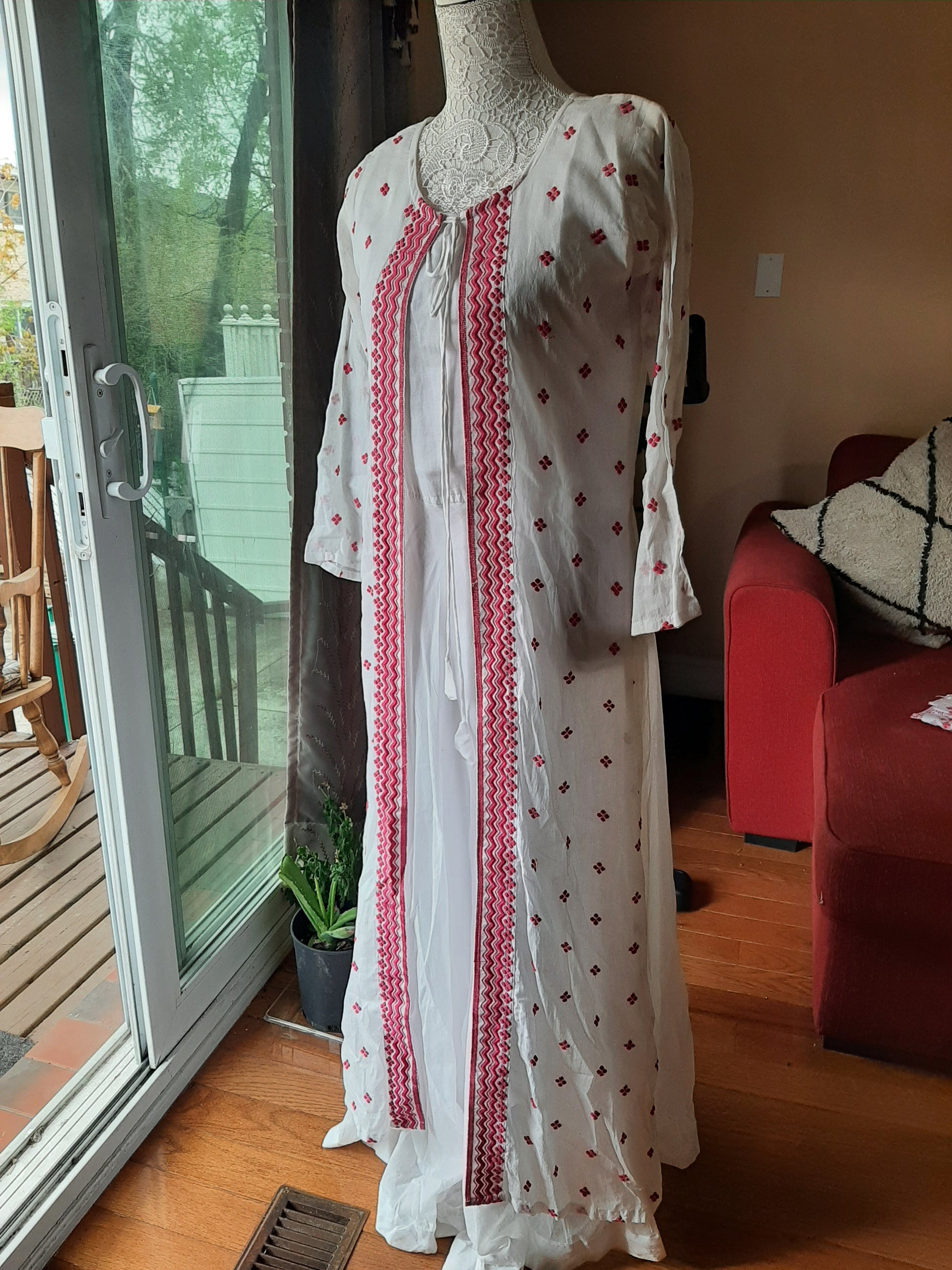 Elegant White Long Gown with Dupatta @ DressingStylesCA.com
