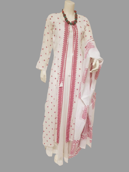 Elegant White Long Gown with Dupatta @ DressingStylesCA.com