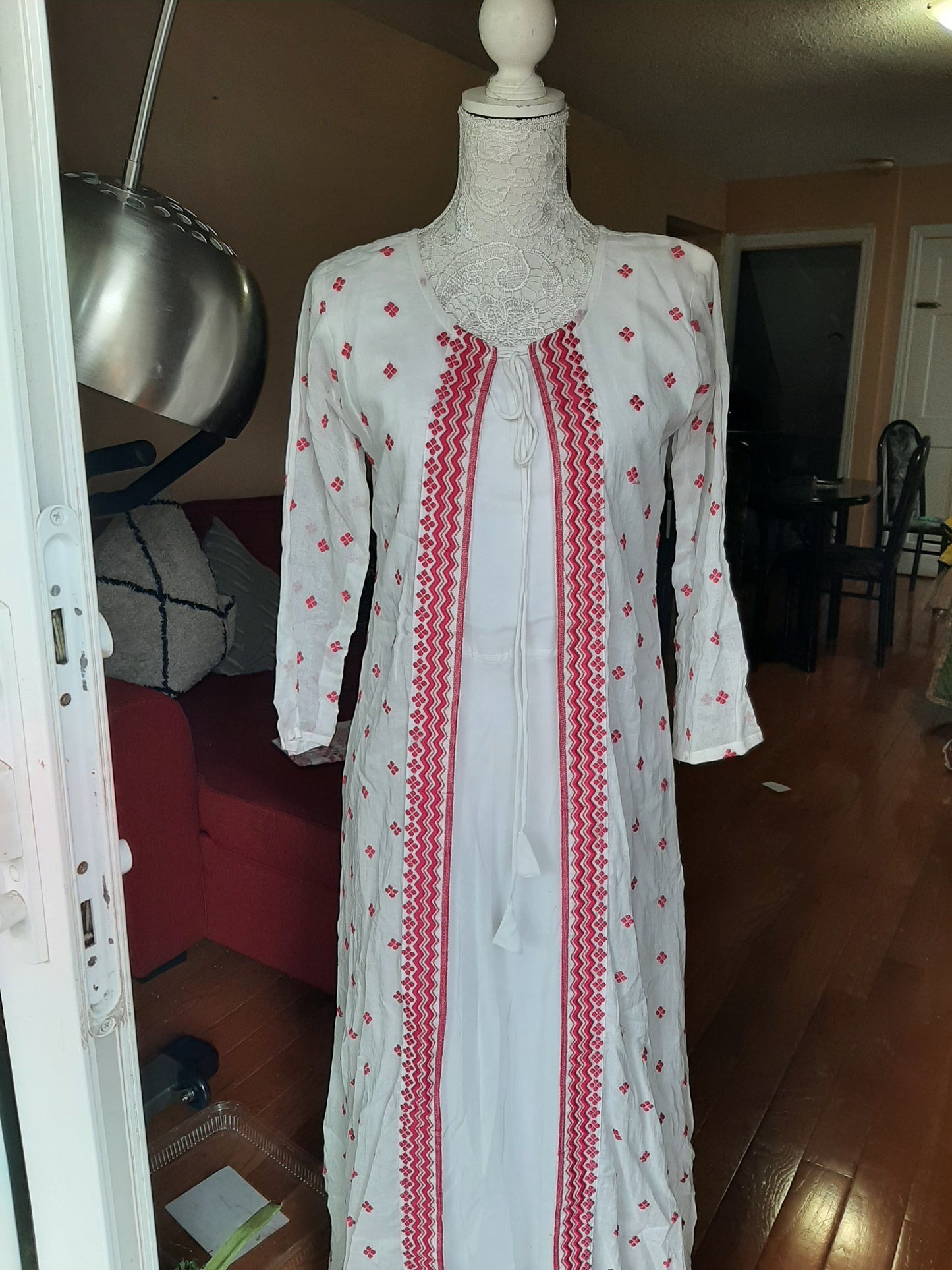 Elegant White Long Gown with Dupatta @ DressingStylesCA.com