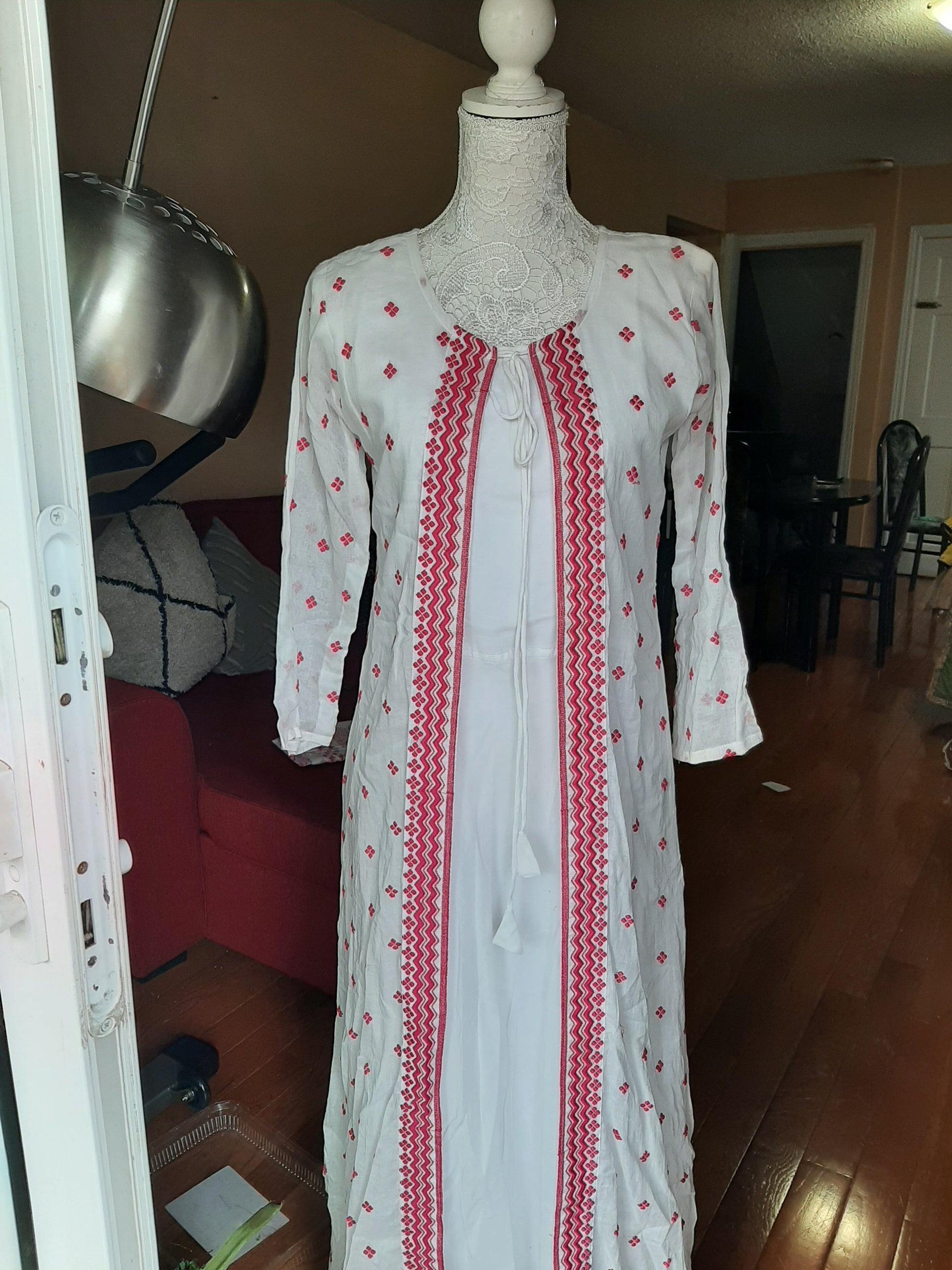 Elegant White Long Gown with Dupatta @ DressingStylesCA.com