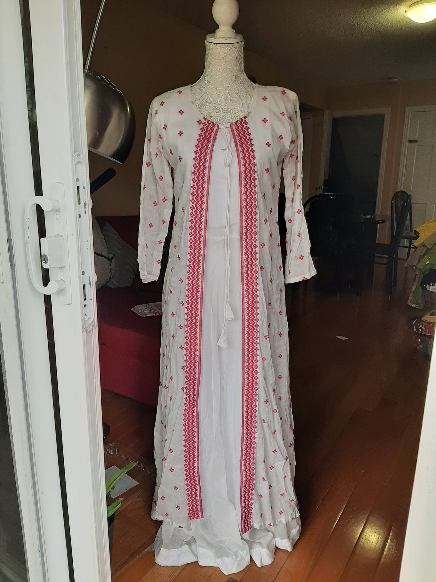 Elegant White Long Gown with Dupatta @ DressingStylesCA.com