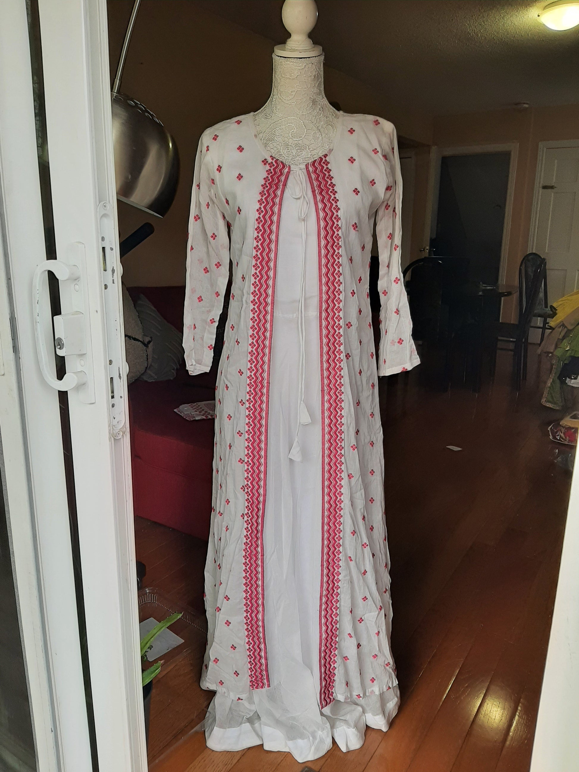 Elegant White Long Gown with Dupatta @ DressingStylesCA.com
