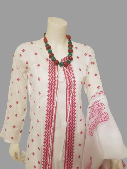 Elegant White Long Gown with Dupatta @ DressingStylesCA.com