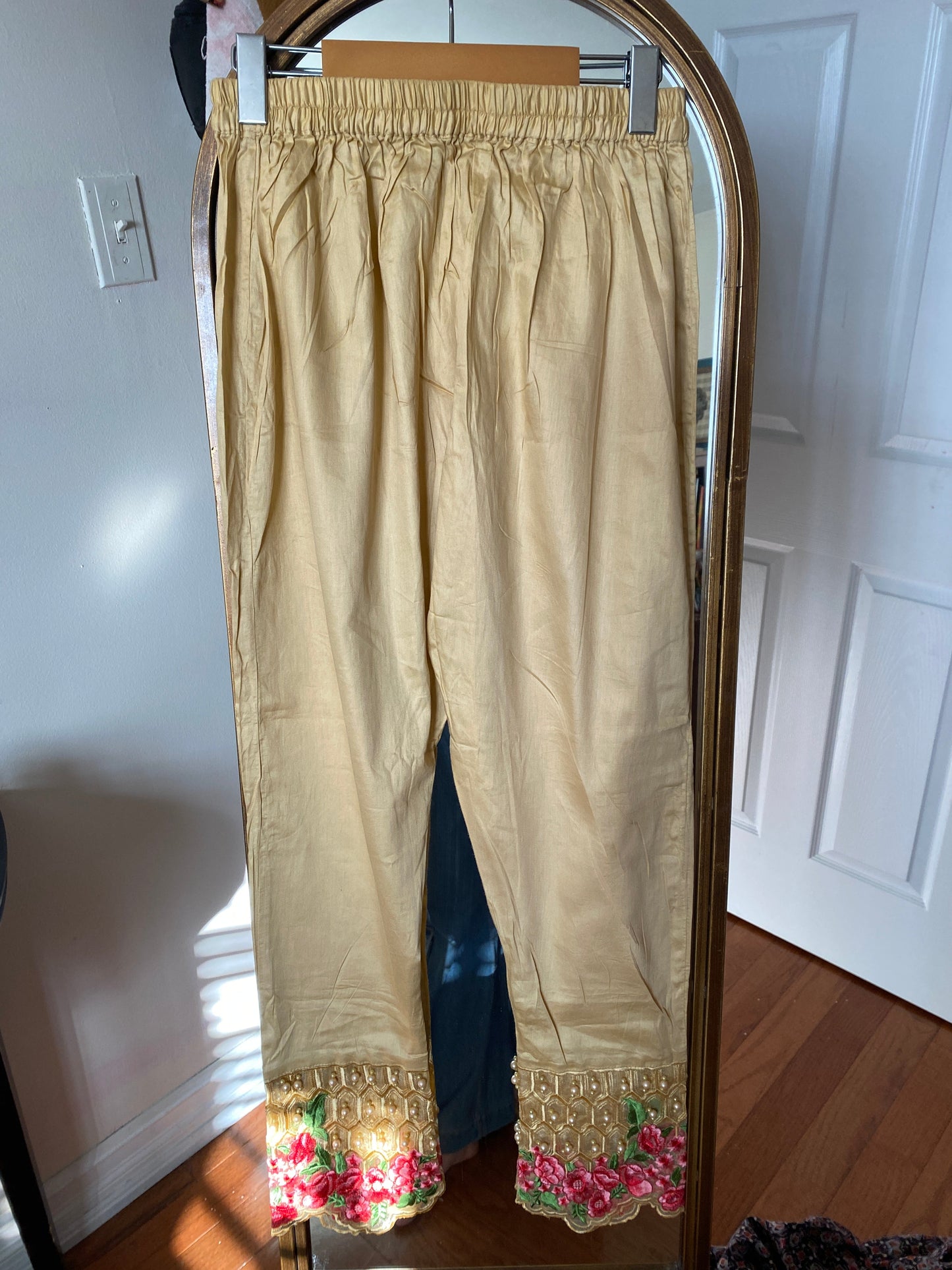 Golden Colored Cigarette Pants @ DressingStylesCA.com