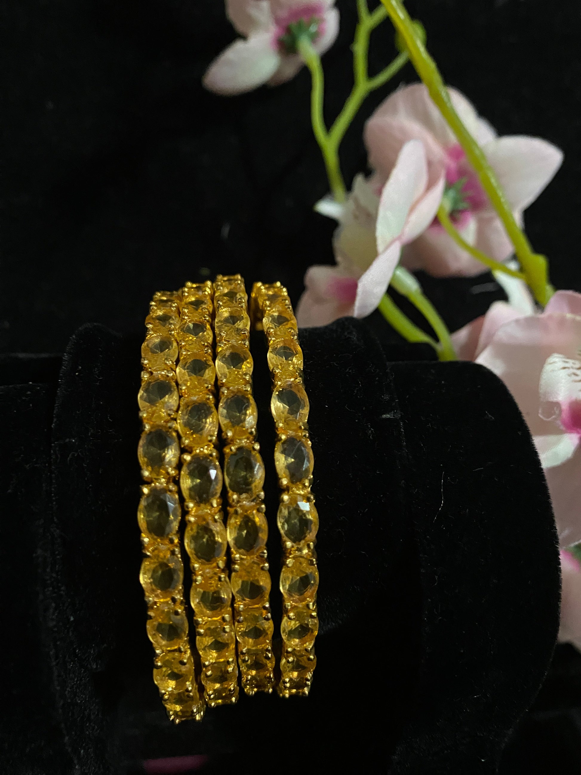 Golden Yellow Stone Bangles @ DressingStylesCA.com