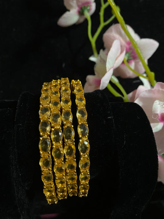 Golden Yellow Stone Bangles @ DressingStylesCA.com
