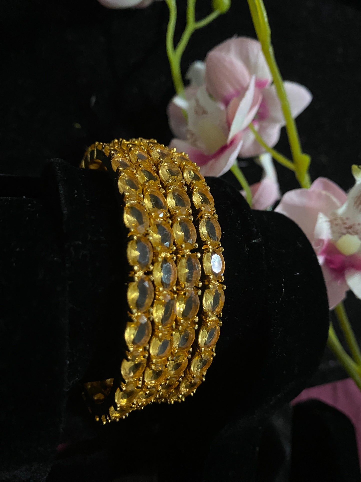 Golden Yellow Stone Bangles @ DressingStylesCA.com