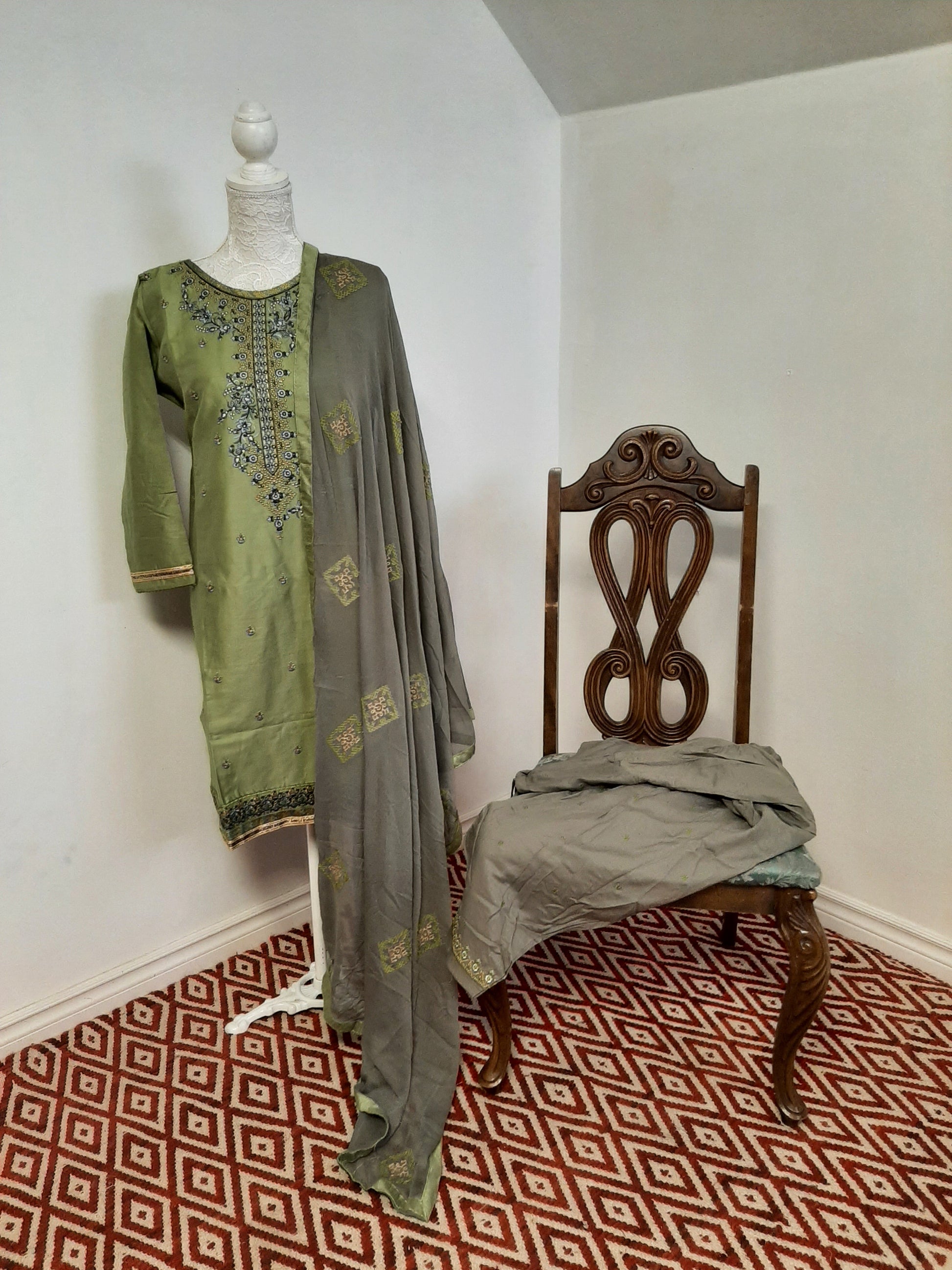 Green- Ash Salwar Patiala Suit @ DressingStylesCA.com