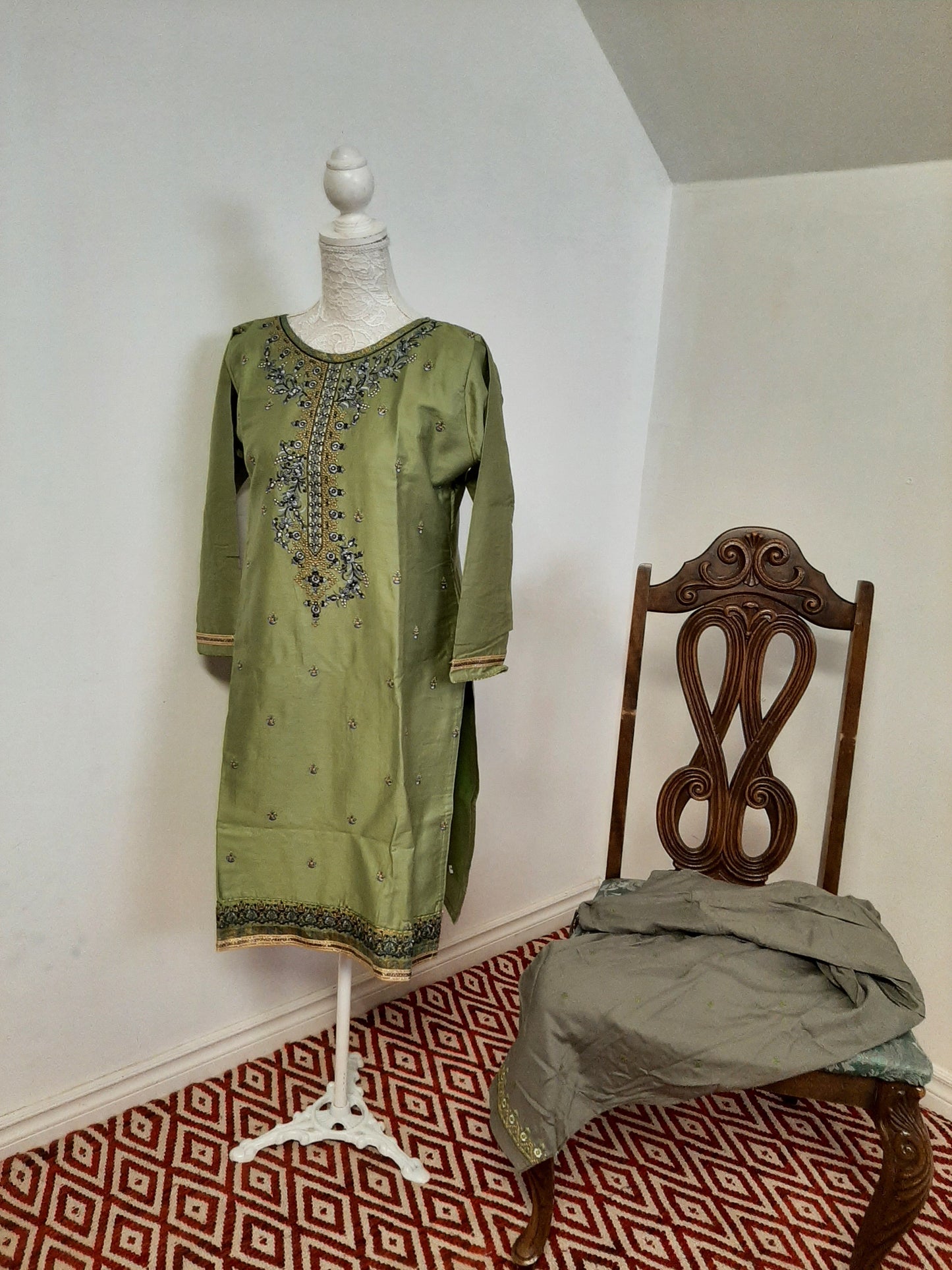 Green- Ash Salwar Patiala Suit @ DressingStylesCA.com
