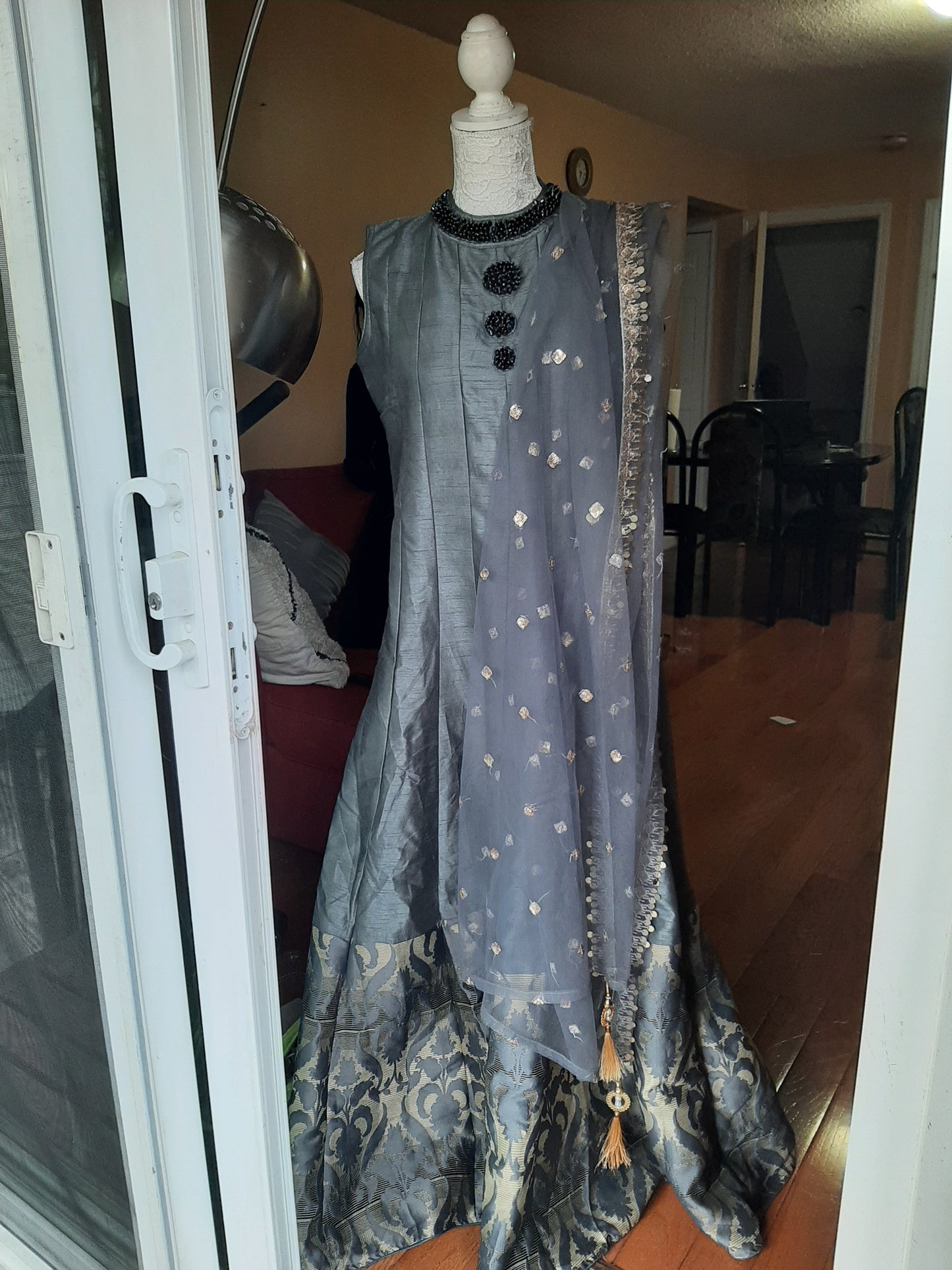 Grey Long Gown @ DressingStylesCA.com