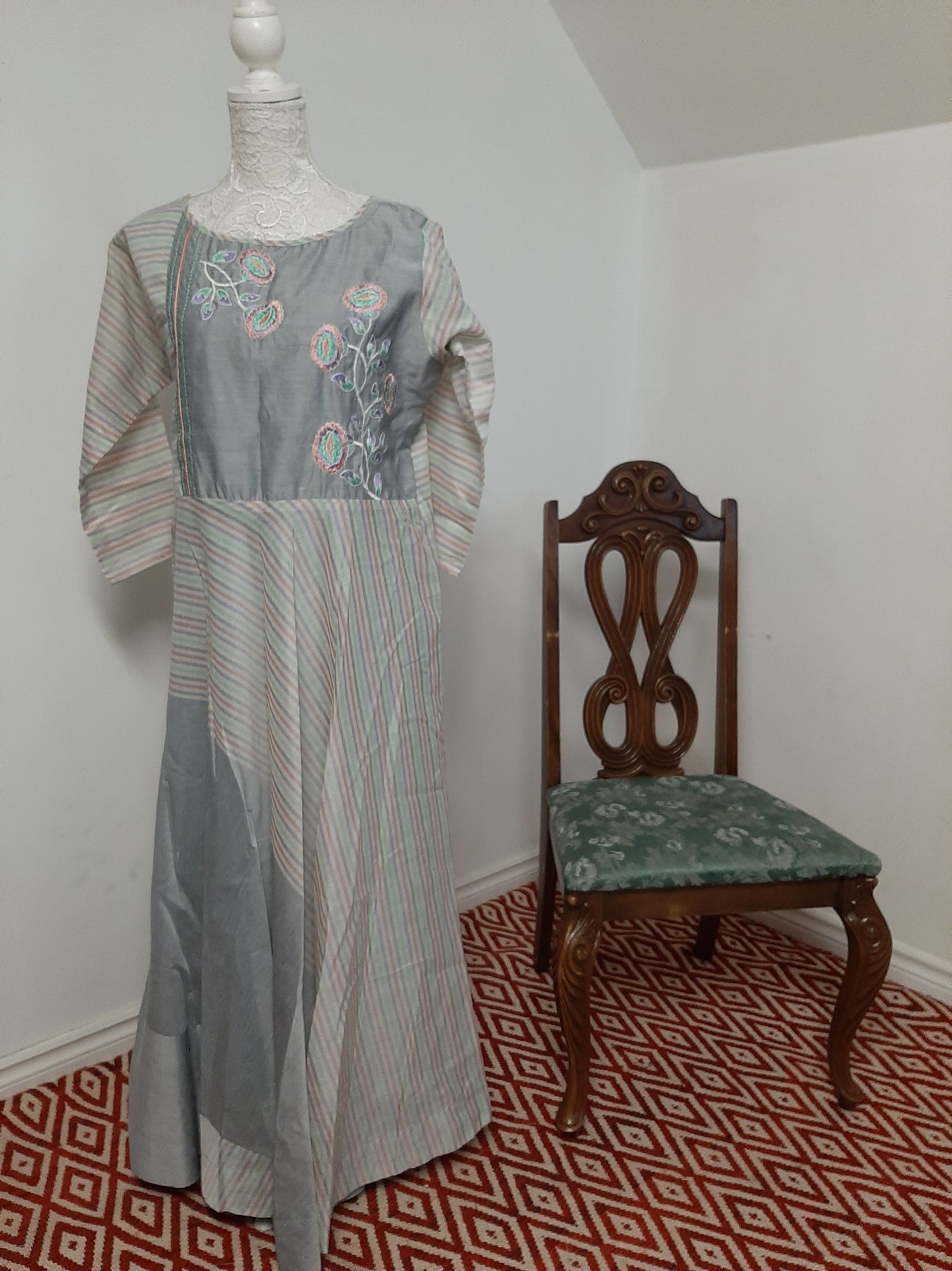 Grey Long Gown @ DressingStylesCA.com
