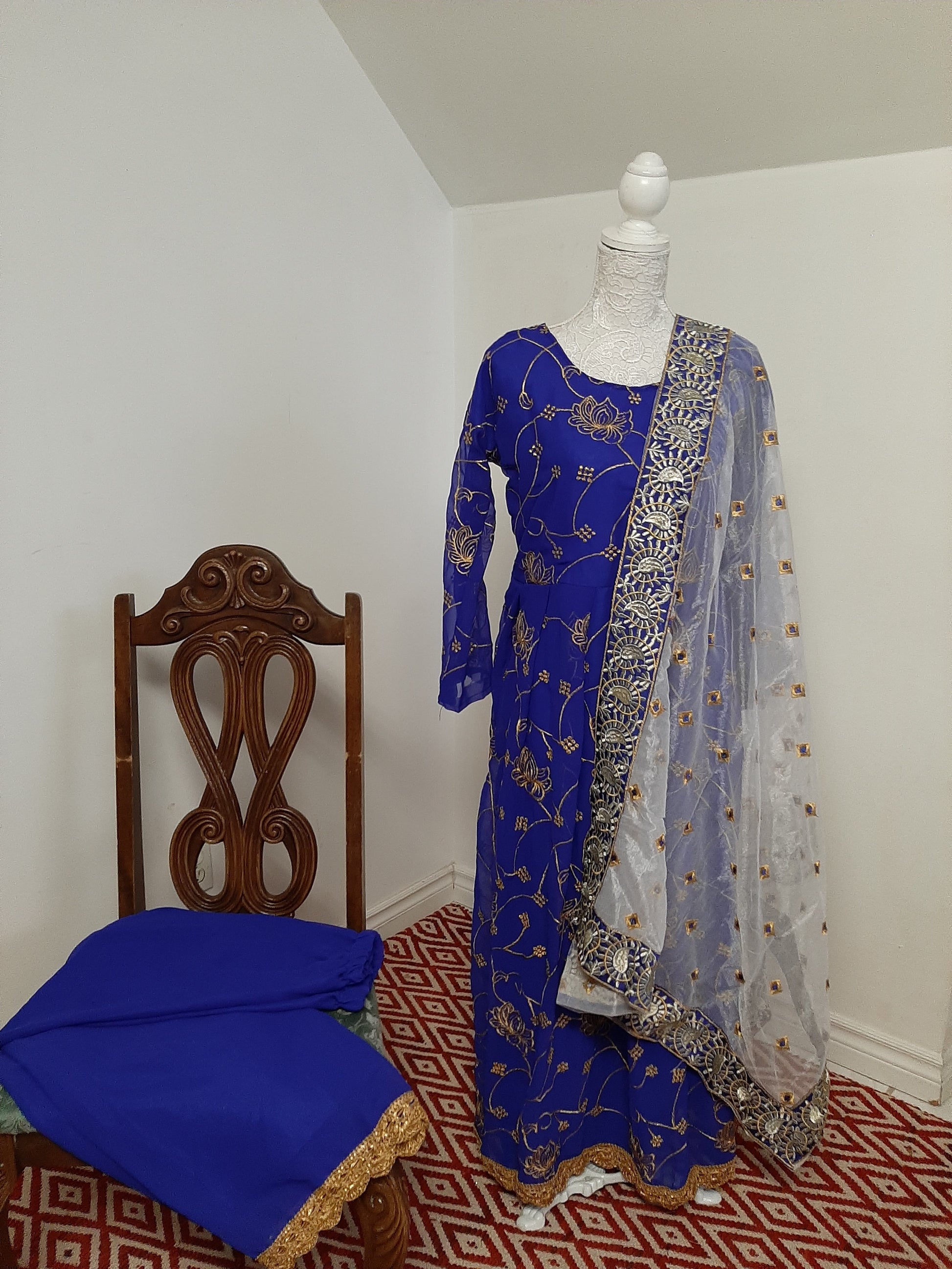 Indigo Blue Anarkali dress @ DressingStylesCA.com