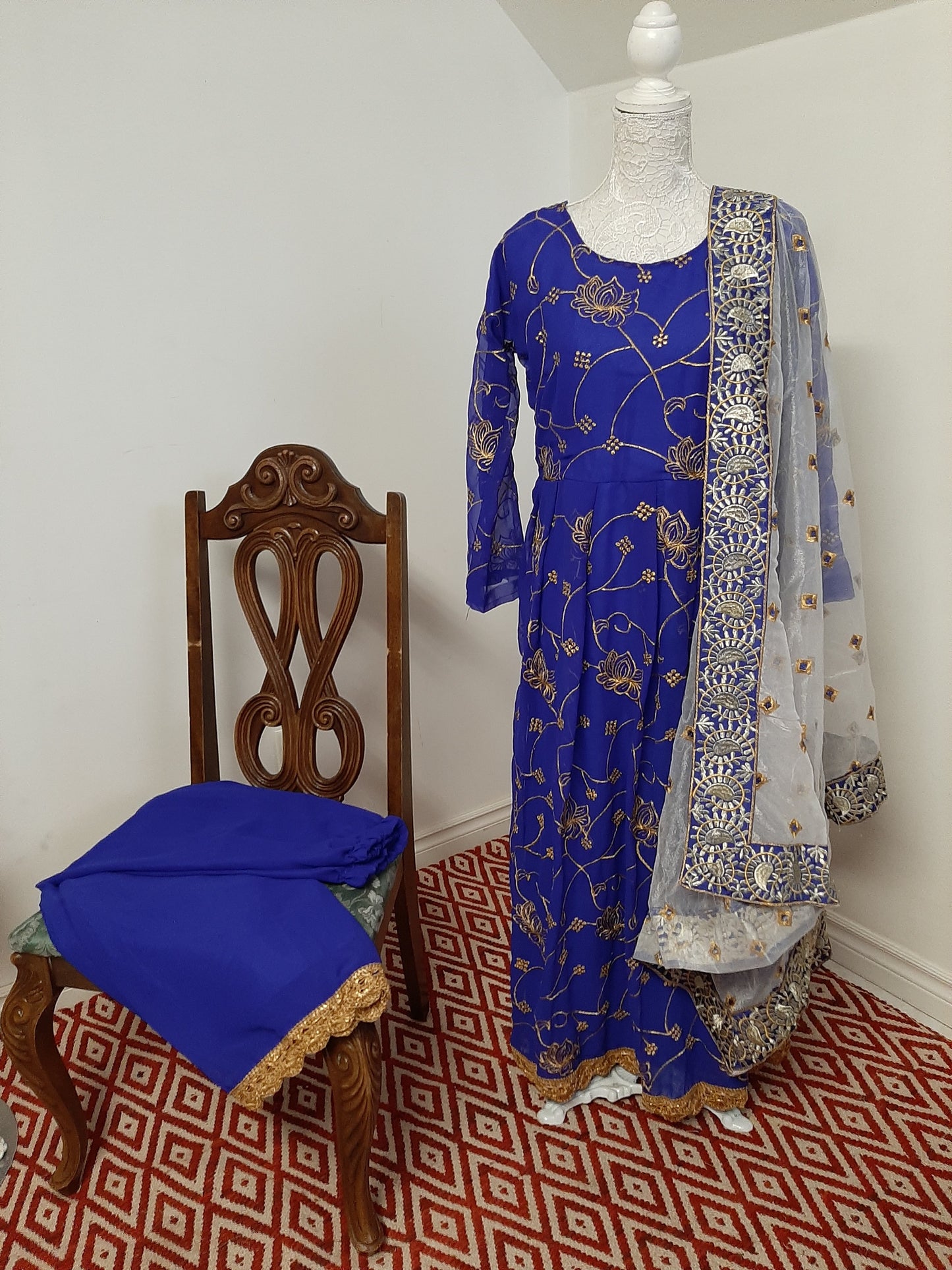 Indigo Blue Anarkali dress @ DressingStylesCA.com