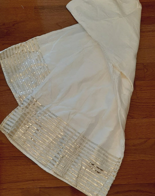 Ivory White Silk Flaired Palazzo @ DressingStylesCA.com