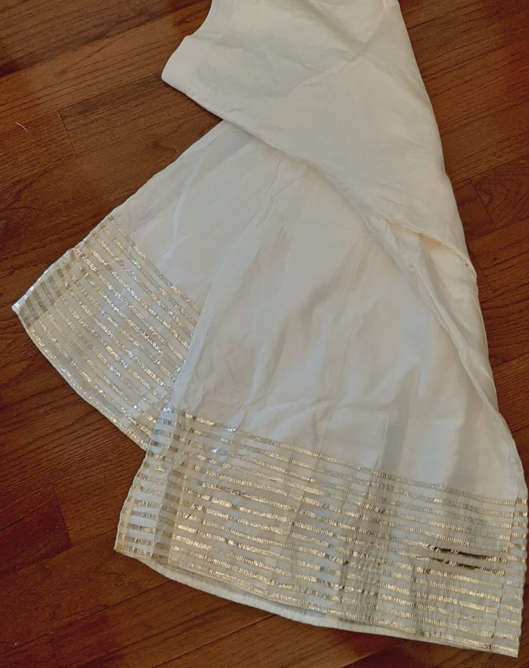 Ivory White Silk Flaired Palazzo @ DressingStylesCA.com