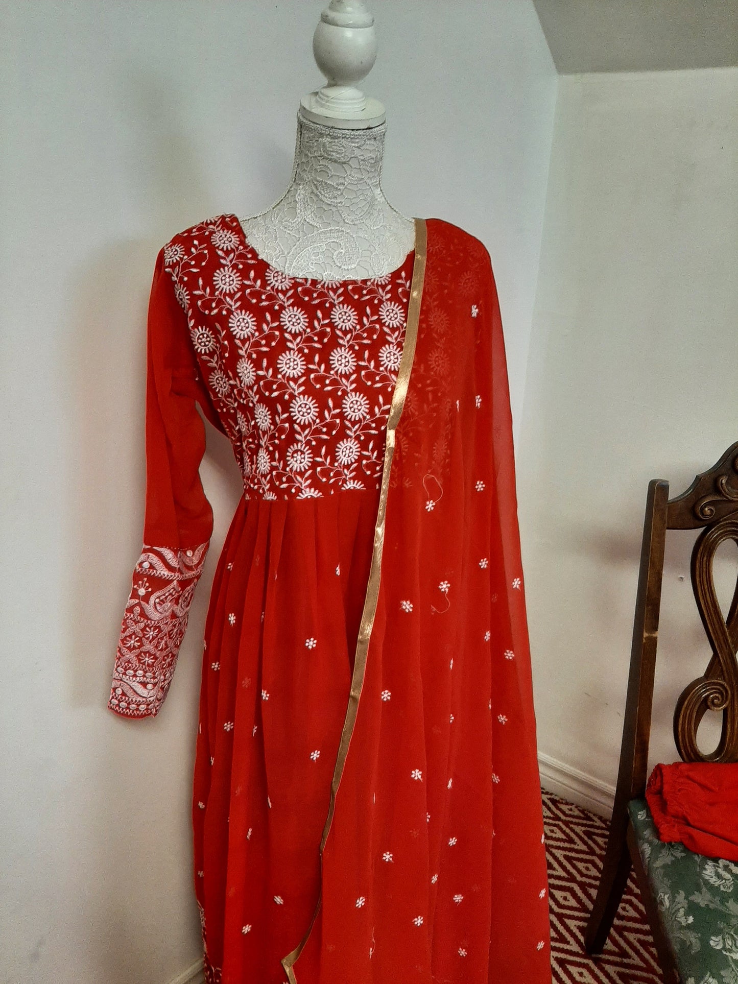 Light Red Long Anarkali @ DressingStylesCA.com