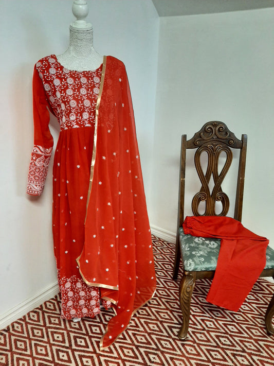 Light Red Long Anarkali @ DressingStylesCA.com