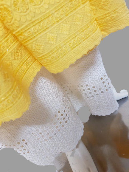 Light Yellow Kurti Chikankari & Cream Palazzo @ DressingStylesCA.com