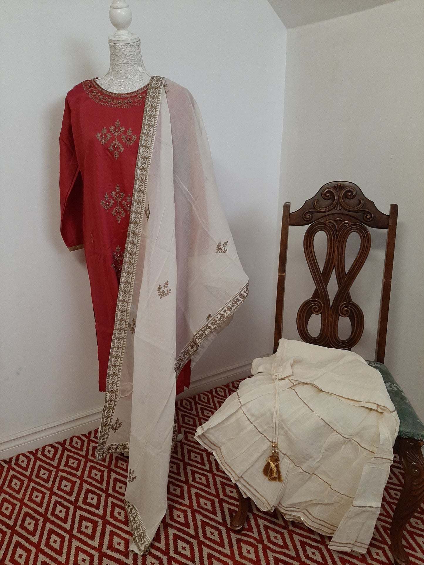 Lovely Dirty Pink Kurti & Cream Sharara Suit @ DressingStylesCA.com