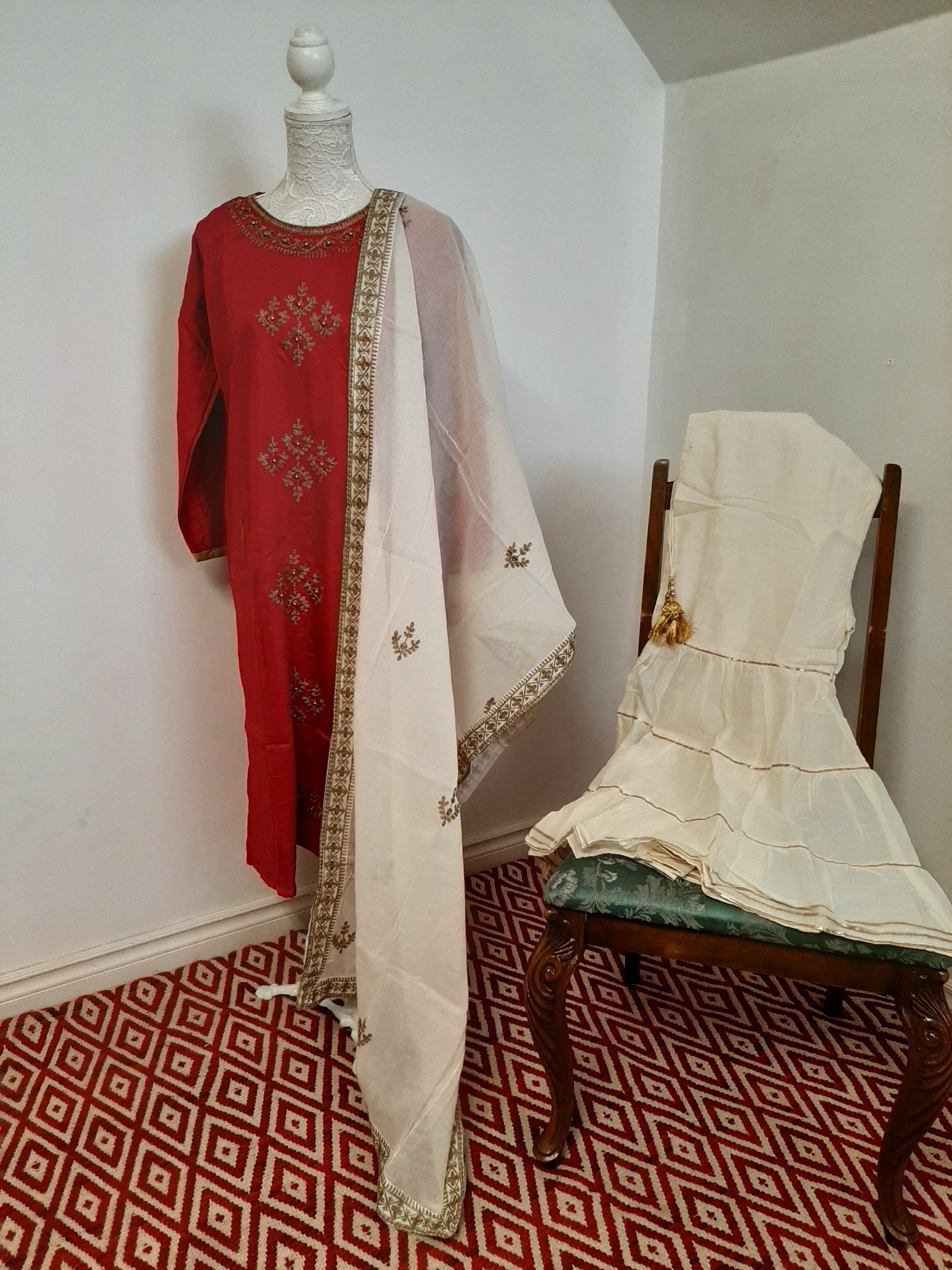 Lovely Dirty Pink Kurti & Cream Sharara Suit @ DressingStylesCA.com